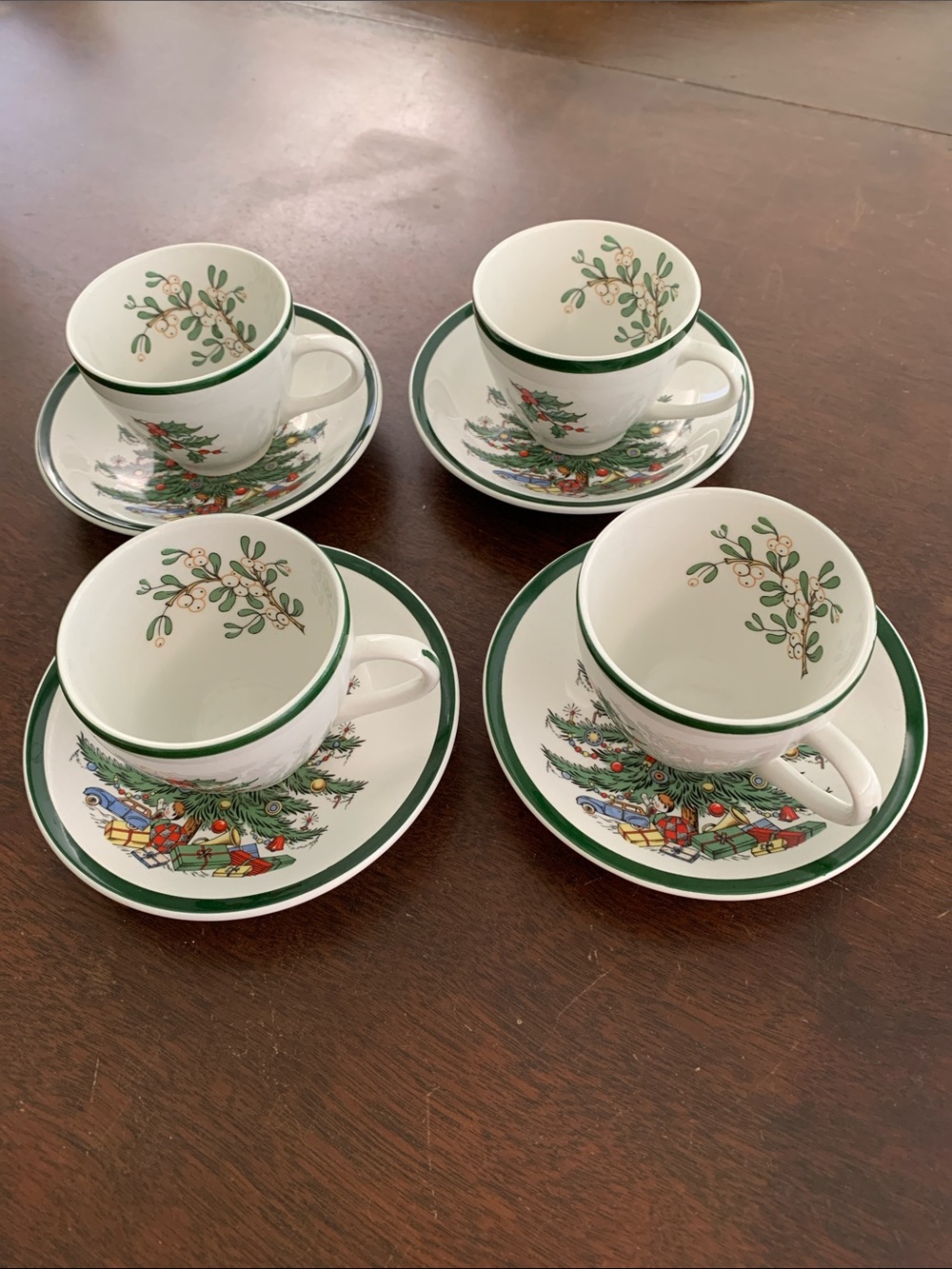Cuthbertson Christmas Tree Demitasse and Saucer Set